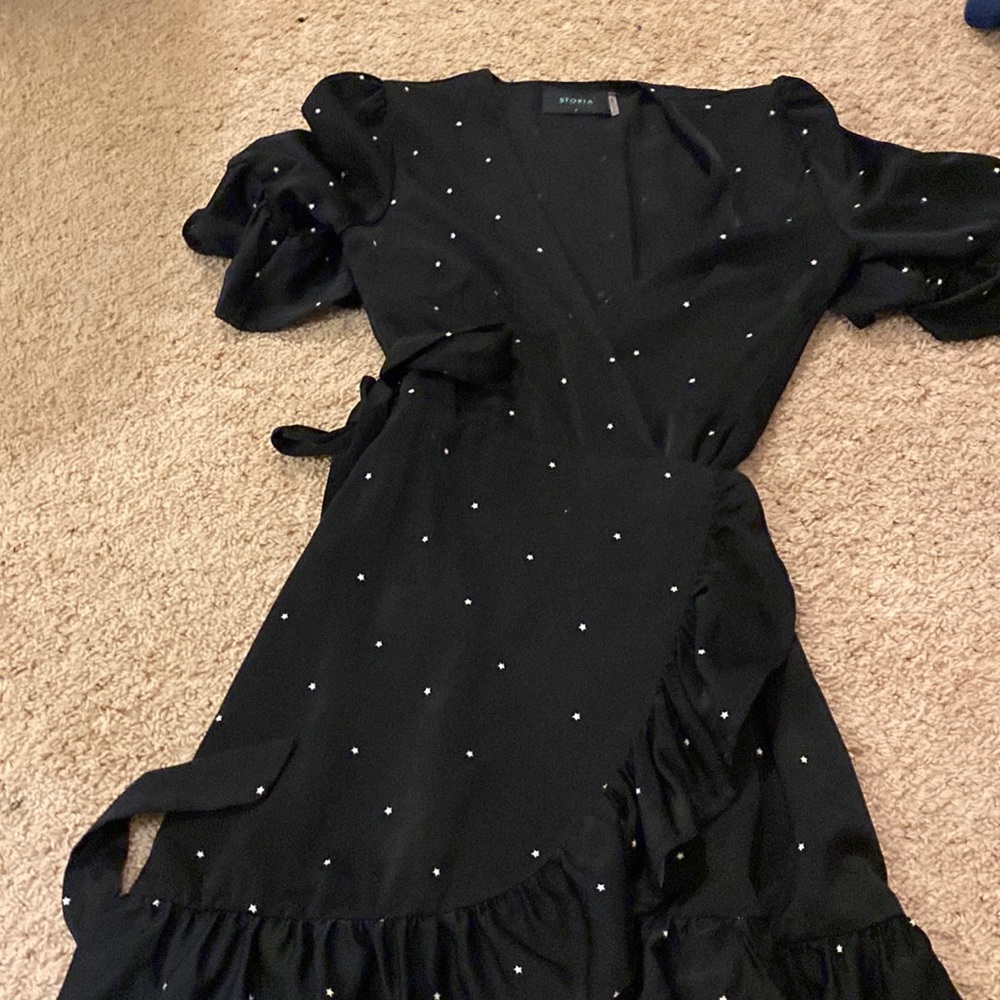 STORIA dress So cute silk the pattern is black with white stars